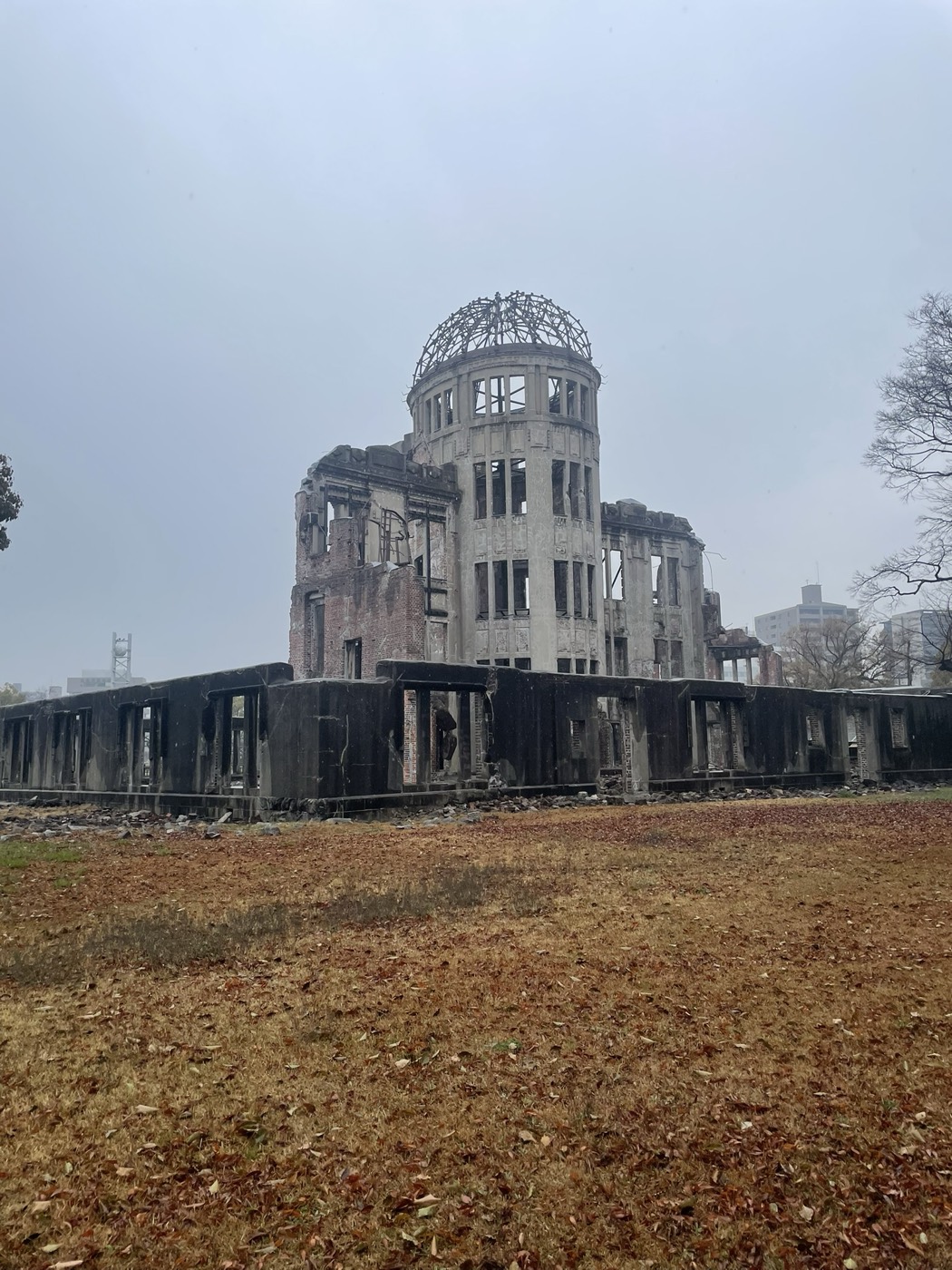 The Genbaku Dome in Hiroshima under a heavy spring sky