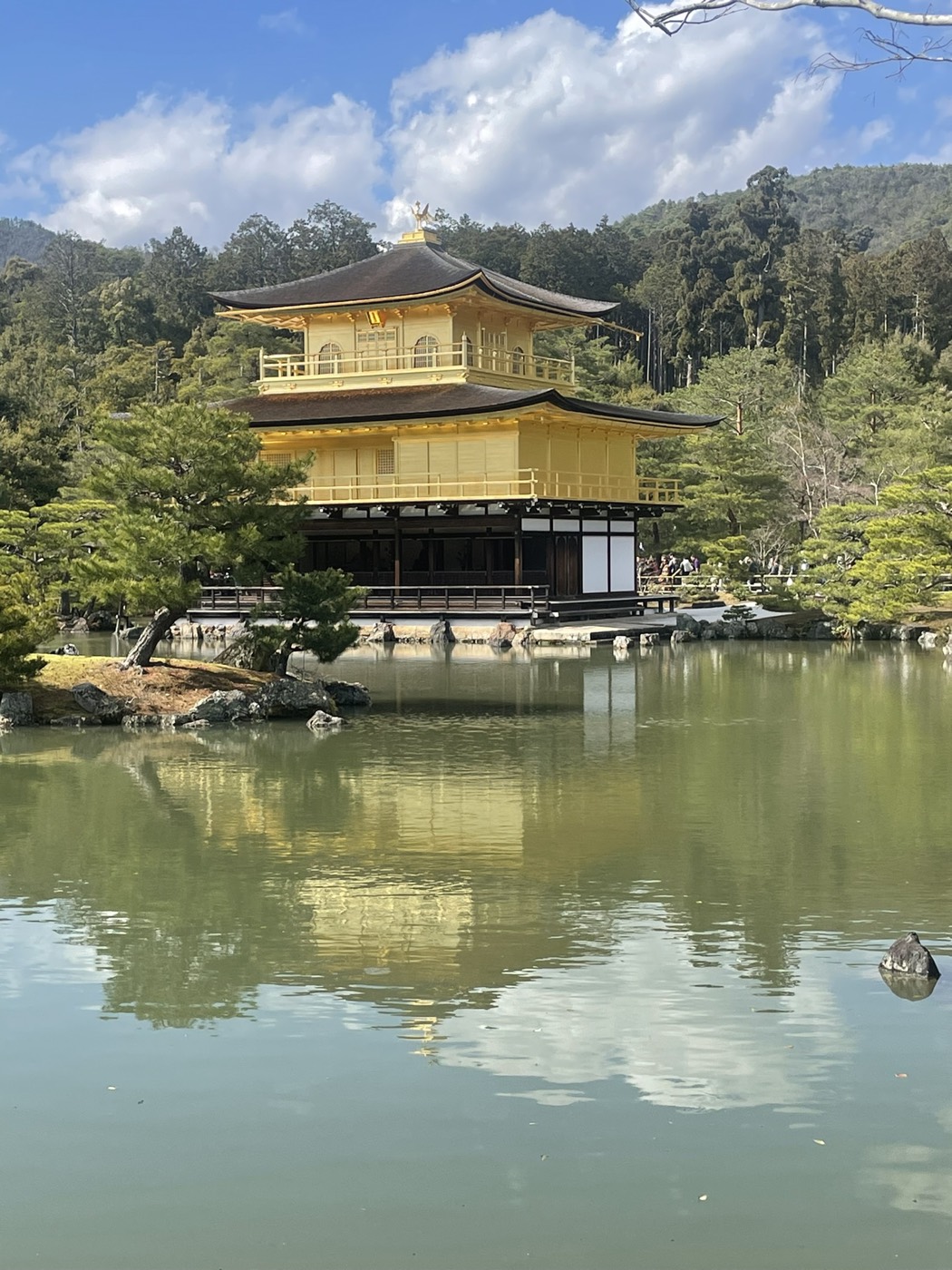 Kinkaku-ji, the gold-leafed pavilion, above its reflecting pond